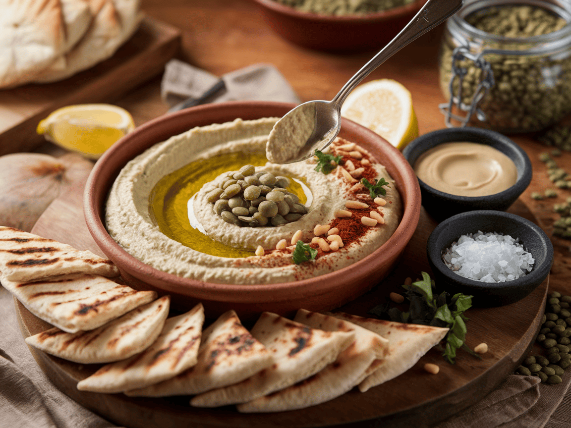 חומוס עדשים ירוקות