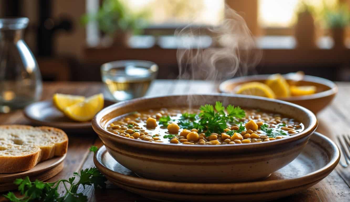 מרק עדשים עם חומוס
