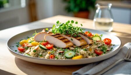 סלט קינואה וחזה עוף